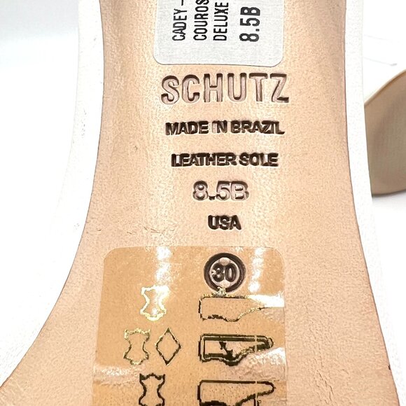 Schutz Size 8.5 Cadey Lee White Leather Minimalist Stiletto Heel Sandals Shoes - Picture 11 of 14